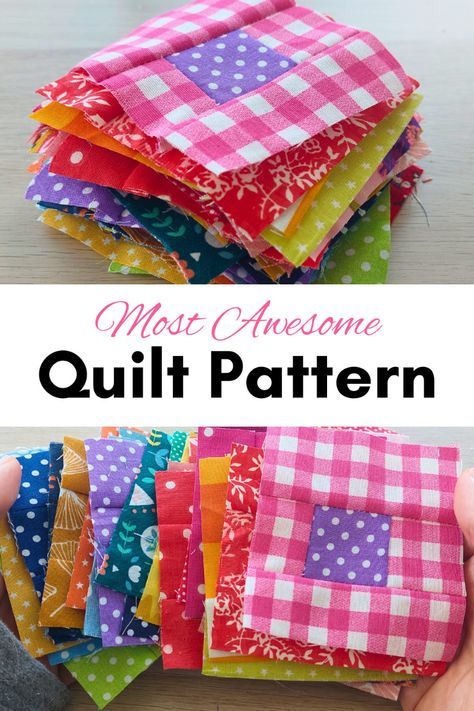 Simple color wash quilt block pattern sewing project idea for beginners. Enjoy! Dark Colored Quilts, Beginner Quilt Blocks Simple, Easy Beginner Quilts, Simple Quilt Blocks For Beginners, Fat Quarter Quilt Pattern Free Simple, Scrap Quilts Patterns Leftover Fabric Simple, Scrappy Quilt Blocks, Scrappy Quilts Ideas Easy Patterns, Quilt Blocks Easy Free Pattern Simple