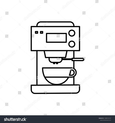 Coffee machine, Automatic coffee maker line icon. icon vector illustration. Isolate on white background. #Ad , #ad, #coffee#maker#line#Coffee Coffee Machine Drawing, Coffee Maker Drawing, Procreate Ideas, Vietnam Art, Coffee Drawing, Icon Icon, Coffee Station, Line Icon, Coffee Machine