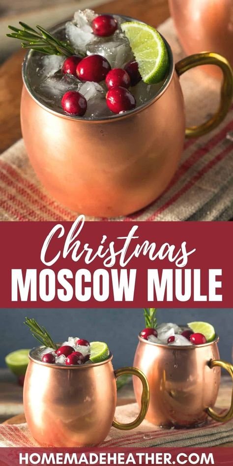 Christmas Moscow Mule Recipe Christmas Moscow Mule, Cranberry Moscow Mule Recipe, Christmas Drinks Alcohol Recipes, Christmas Drinks Recipes, Christmas Drinks Alcohol, Moscow Mules, Moscow Mule Recipe, Mule Recipe, Winter Cocktails