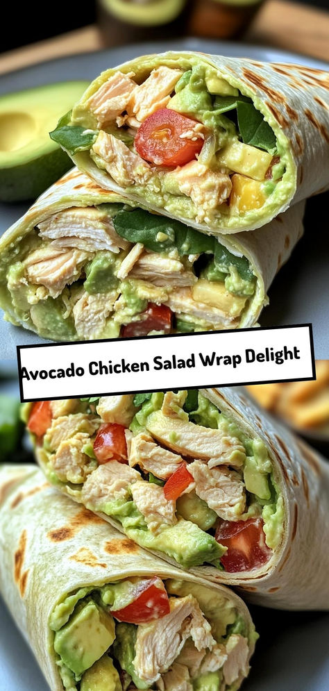 Savor a fresh and creamy chicken salad wrap filled with avocado, Greek yogurt, and crisp veggies—perfect for a quick and healthy lunch!

Ingredients:

2 cups cooked chicken breast, shredded
1 ripe avocado, diced
¼ cup Greek yogurt
4 large whole wheat tortillas
This light and satisfying wrap combines tender chicken with creamy avocado, tangy yogurt, and crunchy veggies for a nutritious and delicious meal! Chicken Avocado Wrap Healthy, Chicken And Hummus Wrap, Filling For Wraps, Chicken Salad Recipe Healthy Low Carb, Meal Prep Hot Lunches For Work, Chicken Salad Roll Ups Wrap Recipes, Chicken And Avocado Wrap, High Protein Light Meals, Chicken Finger Wrap