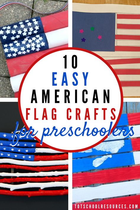 These American flag crafts are perfect for preschoolers. Whether you're looking for an at home activity or a preschool class project these 10 are all perfect for kids. Easy to do with a patriotic flair try them out for the 4th of July, Flag Day, Memorial Day, and more. #americanflag #americanflagcraft #preschoolcraft American Flag School Project, Preschool Flag Day Crafts, Flag Crafts For Toddlers, Easy Flag Craft, American Flag Art For Kids, Flag Art Projects For Kids, Flag Day Crafts For Preschoolers, Flag Crafts Preschool, American Flag Crafts For Kids