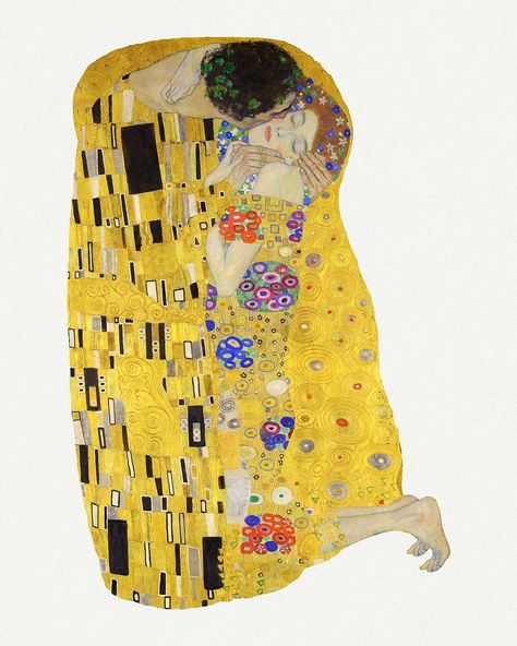 The Kiss Illustration, Weird Art Wallpaper Iphone, Moodboard Elements, Famous Illustration, Marker Sketching, The Kiss Gustav Klimt, Kiss Illustration, Kiss Artwork, Famous Art Paintings