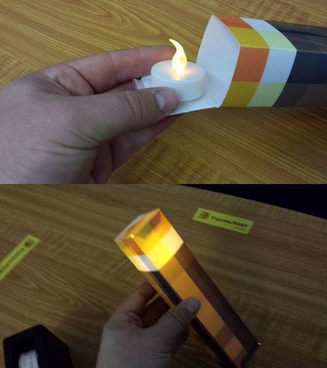 Minecraft Torch, Minecraft Party Decorations, Minecraft Decoration, Minecraft Theme, Diy Minecraft, Minecraft Bedroom, Minecraft Room, Minecraft Birthday Party, Halloween Crafts Decorations