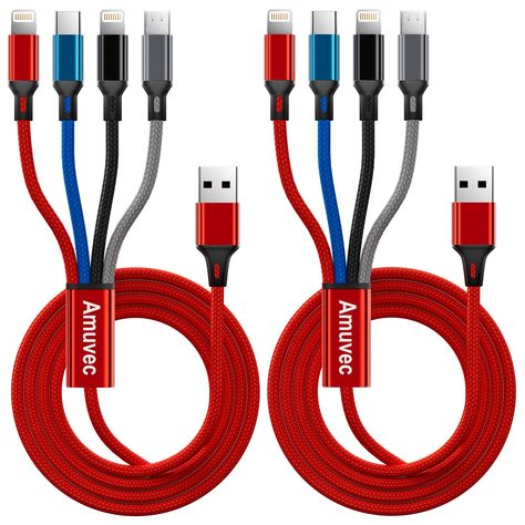 PRICES MAY VARY. 【4 IN 1 USB CHARGING CABLE】: One usb cable = 4 charging cables with 3 different USB connectors(2 Phone & Type C & Micro USB ).It is very suitable for resting at home and traveling, saying goodbye to the clutter of multiple data lines. Can charge most of mobile phone on market and perform a 4-in-1 function. (the cable only for charging) 【3A FAST CHARGING 】: The multi charger cable can charge 4 different electronic devices at the same time. The maximum total output current can be up to 3A (total, but not for each end). But when connecting multiple devices, the charging speed is slower than the connection single device. Please use the 5V/ 3A output USB power adapter. (Note: This multi charging cable Not Support PD 3.0, Quick Charge 3.0, Super Charge, Dash Charge) 【HIGH QUALIT Adjustable Phone Stand, Cord Protector, Car Charger Usb, Usb Wall Charger, Charger Cord, Phone Cables, Iphone Charger, Ethernet Cable, Usb Adapter