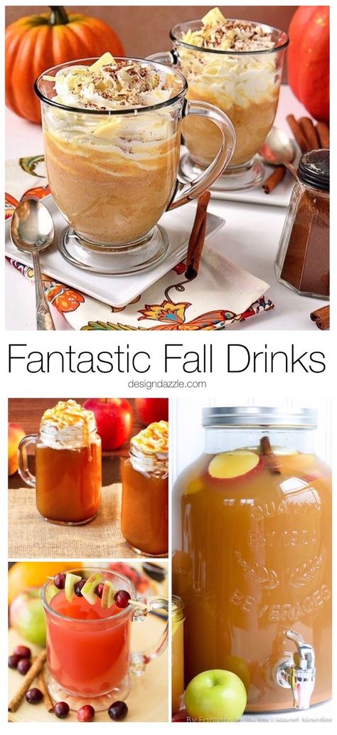 Crisp apples, ripe cranberries and plenty of pumpkin spice go into making these 13 fantastic fall drinks to give you something to look forward to this fall! Fall Inspired Drinks, Drinks Nonalcoholic, Fall Starbucks, Pumpkin Spice Drinks, Spiced Drinks, Thanksgiving Drinks, Drinks Alcohol, Easy Drinks, Chocolate Caliente