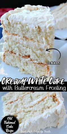 White Cake And White Icing, White Cake White Frosting, Best White Wedding Cake Recipe Ever, Cakes With White Frosting, Vanilla Cake Vanilla Frosting, White Cake White Icing, Old Fashion White Cake Recipe, Creamy White Cake With Buttercream Frosting, Scratch White Cake Recipe