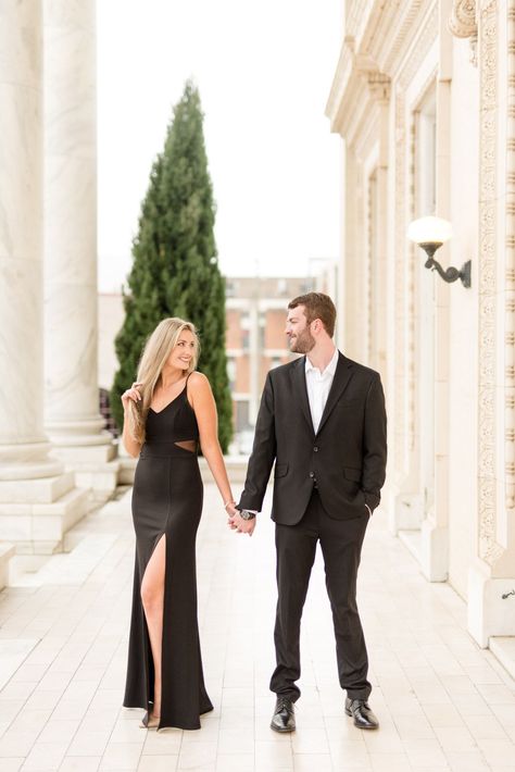 Couple Poses Reference Standing, Formal Couple Photoshoot Outdoor, Standing Couple Poses, Couple Standing Poses, Couple Poses Standing, Anniversary Poses, Engagement Portraits Poses, City Engagement Pictures, Prom Photography Poses