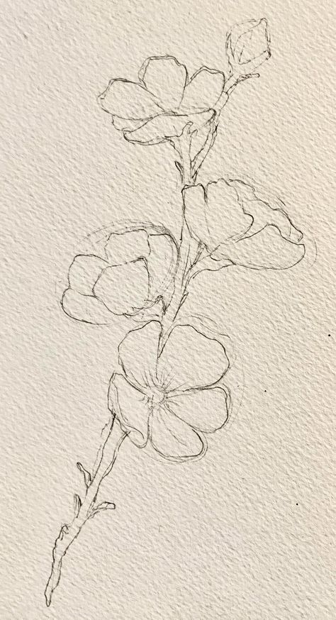 Flowers How To Draw, Drawing Inspo Flowers, Easy Floral Sketches, Flower Small Drawing, Natural Form Drawing Ideas, Marker Art Flowers Easy, Falling Petals Drawing, Drawing Ideas Easy Doodles Flowers, Easy Sketches Flowers