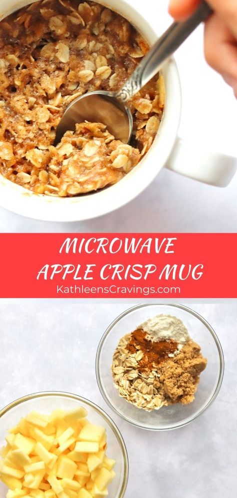 Apple Crisp Recipe Single Serving, Apple Crisp Recipe For One, Apple Crumble In A Mug Recipe, Mug Apple Pie, Single Serve Peach Crisp Microwave, Apple Crumble Recipe Single Serving, One Person Apple Crumble, Single Serving Apple Crumble, One Person Apple Crisp