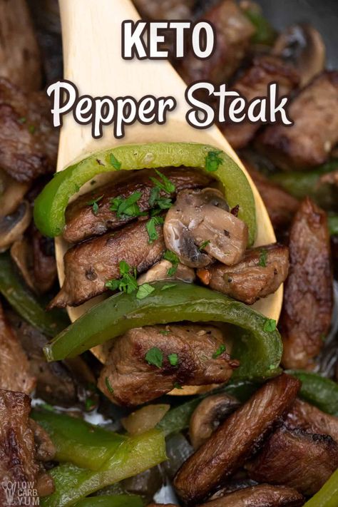 Keto Pepper Steak Low Carb Beef Stir Fry - Low Carb Yum Low Carb Beef Stir Fry, What To Eat With Steak, Keto Pepper Steak, Stir Fry Low Carb, Low Carb Low Fat Recipes, Keto Beef Recipes, Beef Stir Fry, Pepper Steak, Low Carb Diet Recipes