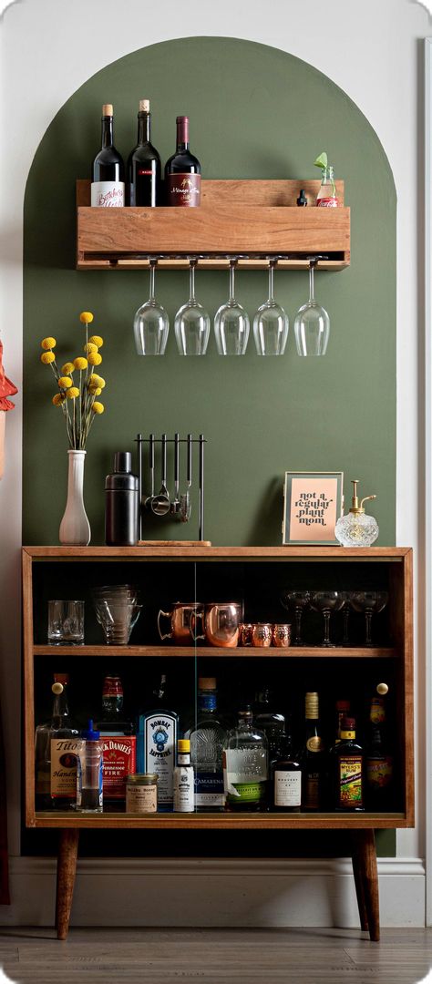 Flat Home Decor, Wine Home Bar, House Wine Bar Design, Home Bar In Kitchen, Kitchen Room Decor Ideas, Normal Home Decor, Shed Decor Interior, Smart Home Decor Ideas, Rent Apartment Hacks