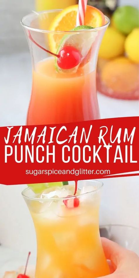 Jamaican Rum Punch Recipes, Jamaican Rum Punch, Rum Punch Cocktail, Rum Punch Recipe, Rum Drinks Recipes, Mango Rum, Alcoholic Punch Recipes, Rum Punch Recipes, Punch Cocktails