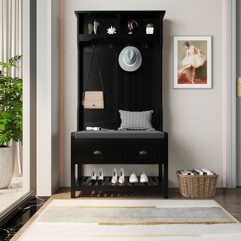 Messy Clothes, Entryway Cabinet, Entryway Bench Storage, Clothes And Shoes, Hall Tree, Entryway Furniture, Upholstered Bench, Furniture Deals, Hinged Lid