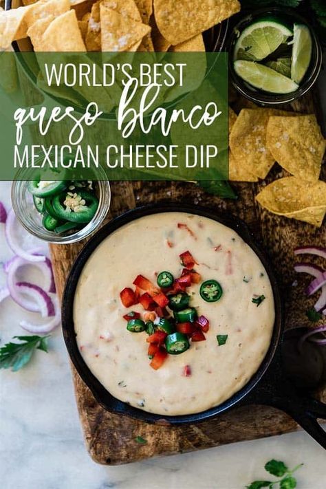 Indulge in the creamy bliss of our irresistible queso blanco dip! This crowd-pleasing appetizer is perfect for any occasion. Pair it with crispy tortilla chips for the ultimate snack or serve it alongside your favorite Mexican dishes for a burst of cheesy goodness. Quick and easy to prepare, our queso blanco dip recipe will have your guests coming back for more! Authentic Queso Recipe, White Queso Recipe, Queso Blanco Dip, Cheese Dip Mexican, Bbq Rub Recipe, Best Sauce Recipe, Sauces Recipes, Queso Dip Recipes, Crock Pot Dips