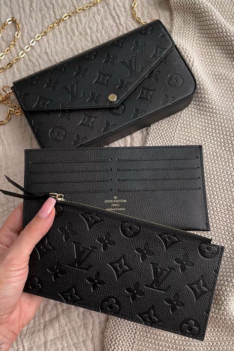 Louis Vuttion Pochette, Louis Vuitton Felicie Pochette Black, Louis Vuitton Black Purse, Louis Vuitton Dhgate, Black Luis Viton Bag, Disgner Bag, Louis Viouton Purse, Louis Vuitton Wallet Aesthetic, Louis Vuitton Wallets