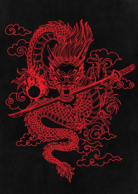 Quetzalcoatl Art, Red Chinese Dragon, Tattoo Poster, Clever Logo Design, Dragon Wallpaper Iphone, Chinese Dragon Tattoos, Red And Black Wallpaper, Samurai Wallpaper, Cool Pictures For Wallpaper