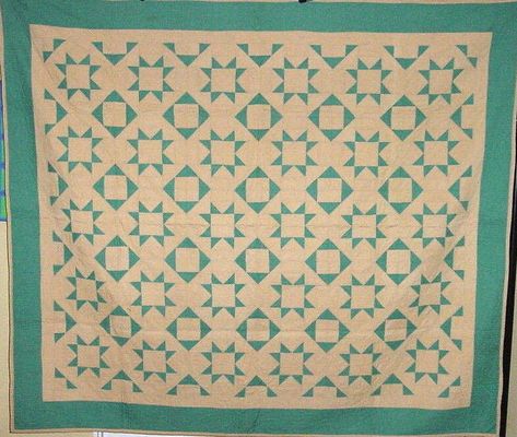 Amish Star Quilt, Ohio Star Quilt, Ohio Star, Mellow Colors, Lone Star Quilt, Two Color Quilts, Amish Quilts, Green Quilt, Traditional Quilts