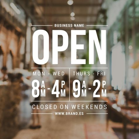 Cafe Window Sticker, Cafe Window Design, Opening Hours Sign, Van Windows, Store Hours Sign, Business Hours Sign, Business Opening, Inside Window, Store Signage