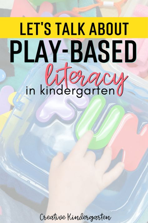 A discussion about play-based literacy learning in the kindergarten classroom. What that looks like, what it means and how it works in my classroom. Play Based Literacy Activities Kindergarten, Learning Through Play Kindergarten, Literacy Through Play, Literacy Play Based Learning, Play Based Writing Activities, Kindy Literacy Activities, Play Based Reading Activities, Kindergarten Literacy Centres, Play In Kindergarten