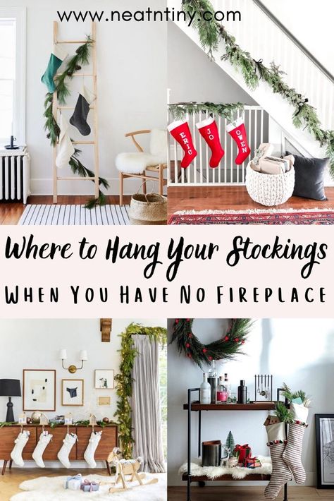 Where To Hang Christmas Stockings With No Fireplace, Hang Stockings No Fireplace, Christmas Stockings Without Fireplace, Christmas Stocking No Mantle, Christmas Decor No Fireplace, Christmas Stockings No Mantle, Stocking Without Fireplace, Where To Put Stockings With No Fireplace, Stockings No Fireplace Ideas