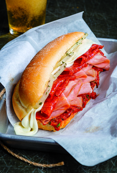 Fiorucci | Mortadella and Pepperoni Pizza Sub Sandwich Pepperoni Sandwich, Pancetta Pizza, Mortadella Sandwich, Pizza Subs, Pizza Slider, Baked Sandwiches, Sub Sandwich, Pizza Sandwich, Italian Foods