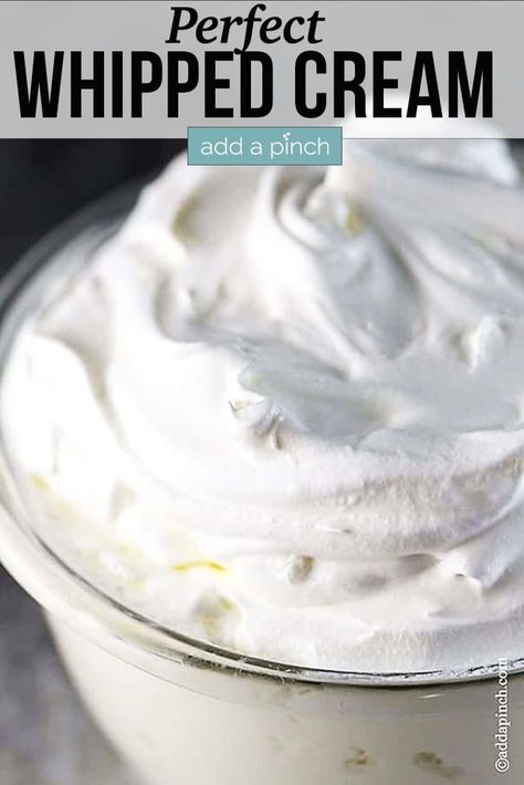 Make the Perfect Whipped Cream recipe every time with these steps and tips! With just three ingredients, it’s so easy to make it fresh any time for the best desserts! //addapinch.com #whippedcream #howtomakewhippedcream #whippedtopping #addapinch Perfect Whipped Cream, Homemade Whipped Cream Recipe, Best Thanksgiving Side Dishes, Thanksgiving Side Dishes Easy, Thanksgiving Food Sides, Recipes With Whipping Cream, Making Whipped Cream, Clam Recipes, Thanksgiving Recipes Side Dishes