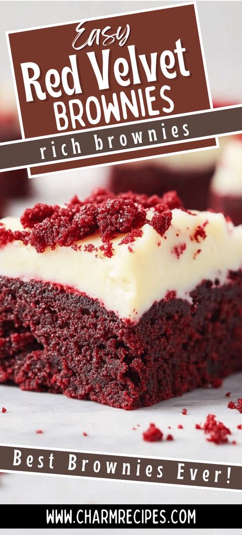 Red Velvet Brownies Red Velvet Brownie Cake, How To Make Red Velvet Brownies, Red Velvet Cake Brownies, Red Velvet Brownie Recipes, Red Velvet Bread Loaf, Dessert Recipes Red Velvet, Red Velvet Brookies, Red Velvet Brownies With Cream Cheese, Red Velvet Brownies From Box Cake Mixes