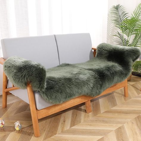 Amazon.com: OGLAND Soft Shaggy Genuine Sheepskin Rug, Fluffy Wool Fur Area Rug for Bedroom Living Room Decors Sofa Chair Cover Pet Dog Pray Cushion Mat : Home & Kitchen Rug Fuzzy, Bedroom Sofa Chair, Fur Carpet, Natural Luxury, Green Couch, Seat Covers For Chairs, Fur Rug, Nursery Rug, Plush Rug