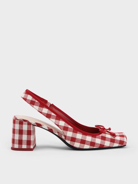 Bow Checkered Slingback Pumps, Multi, hi-res Dream Shoe, Plaid Shoes, Summer High Heels, Chunky Heel Shoes, Trending Boots, Mary Jane Pumps, Pumps Shoes, Dress Shoes Womens, Slingbacks