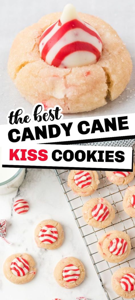 Hershey Kisses Recipes, Candy Cane Kiss Cookies, Kisses Cookies, Peppermint Cookie Recipe, Peppermint Cookie, Kiss Cookie Recipe, Peppermint Recipes, Peppermint Sugar Cookies, Candy Cane Cookies