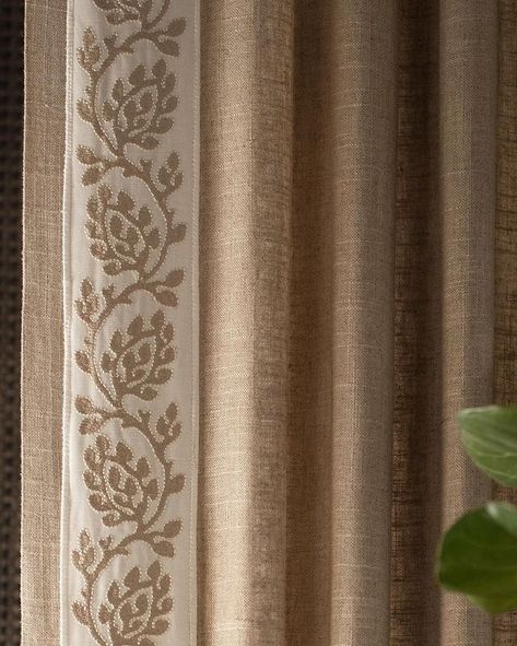 Samuel & Sons on Instagram: “Vines of coral are created using a combination of satin and chain stitches in the Mare Embroidered Border—new for Spring 2021 from the…” Curtain Trim, Unique Curtains, Samuel And Sons, Curtain Styles, Animal Print Wallpaper, Iphone Wallpaper Fall, Stylish Curtains, Embroidered Border, How To Make Curtains