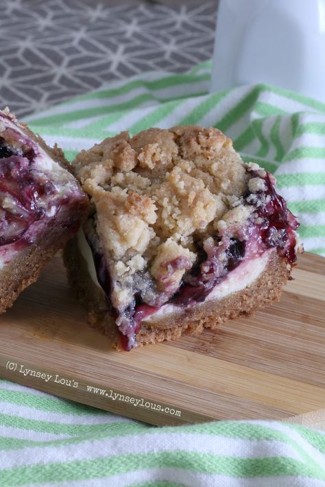 Blackberry Cheesecake Bars Blackberry Cream Cheese Bars, Blackberry Cheesecake Bars, Blackberry Cheesecake, Rich Cheesecake, Cream Cheese Bars, Strawberry Salsa, Cake Pulls, Apple Fritter Bread, Pork Soup