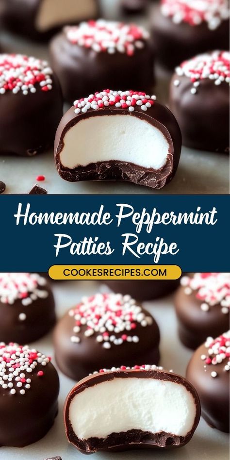 Easy Peppermint Fudge Recipe, Homemade Peppermint Pattys, 5 Ingredient Peppermint Patties, Sugar Free Peppermint Patties, Cream Cheese Peppermint Patties, Peppermint Chocolate Fudge, Home Made Peppermint Patties, Milk Chocolate Candy Recipes, Homemade Baking Gifts