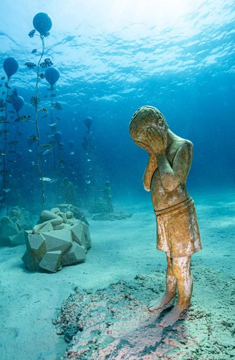 Jason Decaires Taylor Underwater, Underwater Art Installation, Jean Inspiration, Underwater Forest, Underwater Museum, Jason Decaires Taylor, Ayia Napa Cyprus, Underwater Park, Underwater Sculpture