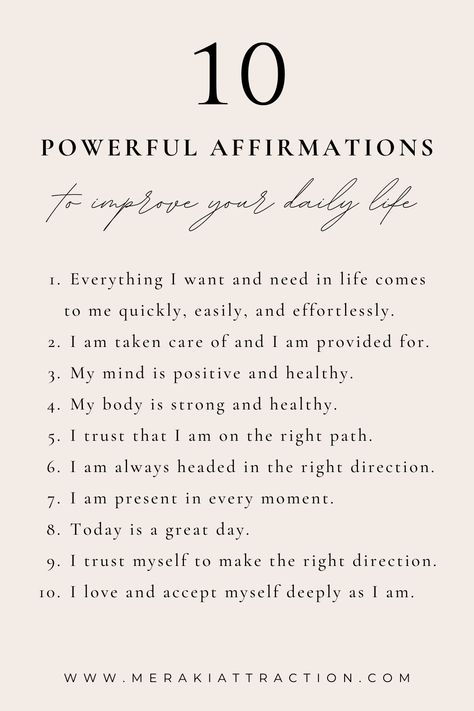 10 Affirmations Positives, 10 10 10 Manifestation, Manifesting Words To Use, Manifestations And Affirmations, Powerful Daily Affirmations, Affirmations To Get Whatever You Want, Affirmation For Manifestation, Home Manifestation Affirmations, Better Life Affirmations