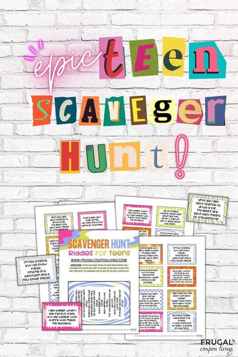 Door To Door Scavenger Hunt List, Birthday Party Scavenger Hunt Ideas, Teenage Photo Scavenger Hunt, Teenage Scavenger Hunt Clues, Scavenger Hunt Riddles For Teenagers, Downtown Scavenger Hunt, Mall Scavenger Hunt Riddles, Teenage Scavenger Hunt Ideas, Teen Hotel Birthday Party