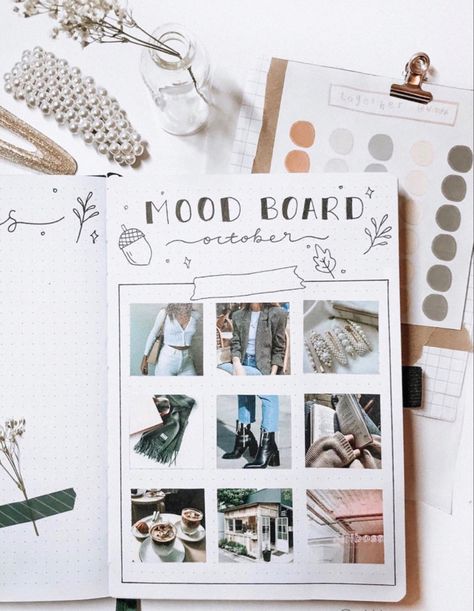 #bulletjournal #mood #bujo #journal #ideas #moodboards #bulletjournalideas #planner Mood Board Journal Ideas, Bujo Vision Board Ideas, Dairy Design Ideas Journal, Mood Boards Journal, Bujo Setup Ideas, Mood Board Journal, Moodboard Inspiration Mood Boards Ideas, Bujo Journal Ideas, Journal Moodboard