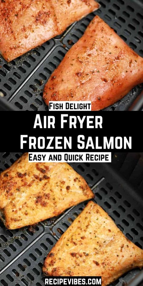 This air fryer frozen salmon recipe is easy, quick, and simple. Learn how to cook frozen salmon in air fryer that is ready in less than 15 minutes and you get tender, flaky salmon fillets that are packed full of flavor, nutritious, and delicious. Frozen Salmon In Air Fryer, Air Fryer Frozen Salmon, Frozen Salmon Recipe, Cook Frozen Salmon, Salmon In Air Fryer, Pan Fried Salmon, Frozen Salmon, Fried Salmon, Easy Salmon