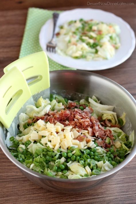 Fresco, Dig Deep Salad, Chopped Iceberg Salad Recipes, Iceberg Lettuce Salad Ideas, Lion House Recipes, Restaurant Salad Recipes, Sarah Salad Recipe, Iceberg Lettuce Salad Recipes, Peas Bacon