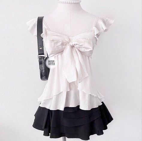 Babydoll Top Outfit, Ruffle Outfit, Dark Coquette, Dream Style, Really Cute Outfits, Girly Outfits, Korean Outfits, Dream Clothes, Art Sketchbook