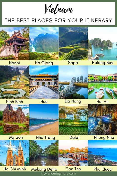 Planning a Vietnam trip or wanting to see what the country has to offer? Here are the best places to add to your itinerary. Know the best time to visit, things to do, where to stay and eat. . . Vietnam Asia | Vietnam Places | Vietnam Itinerary | Vietnam Travel | Vietnam Travel Guide | Vietnam Travel Tips | Hanoi | Ho Chi Minh City | Hoi An | Vietnam Place to Go | Vietnam Places to See | Vietnam Places to Stay Best Things To Do In Vietnam, Vietnam Must See Places, Vietnam Tourist Spot, Best Places To Visit In Vietnam, Vietnam Things To Do, Vietnam Travel Itinerary, Places To Visit In Vietnam, Ho Chi Minh City Vietnam Aesthetic, Vietnam Islands