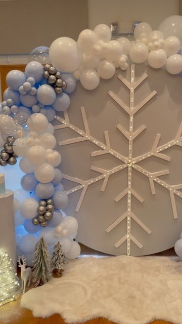 Events Aholic LLC ���🦅 on Instagram: "✨Winter Wonderland ✨ #winterwonderlandtheme #winterwonderland" Christmas Winter Wonderland Decorations, Winter Snow Decorations, Winter Wonderland Party Diy, Diy Winter Wonderland Backdrop, Winter Wonderland Party Theme For Kids, Winter Wonderland Semi Formal, Winter Ballon Arch, Snow Themed Party Decorations Winter Wonderland, Snowflake Christmas