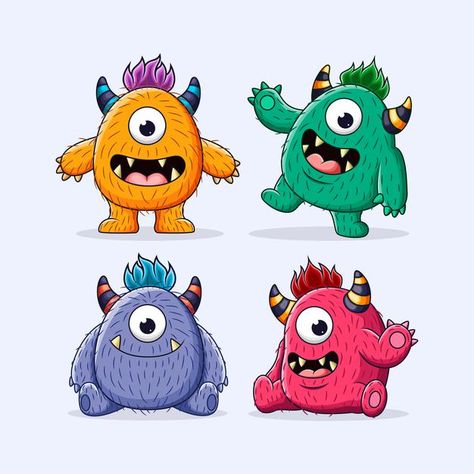 Cute Monsters Drawings Easy, Monster Design Ideas, Cute Monster Tattoo, Cartoon Monsters Drawing, Monster Cartoon Drawing, Cute Monster Character Design, Monster Illustration Cute, Illustrated Monsters, Cartoon Monsters Cute