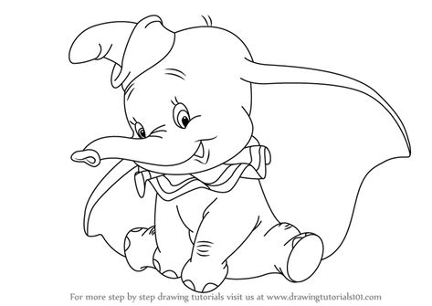 Characters Easy To Draw, Drawing Ideas Disney, Dumbo Drawing, Disney Characters Easy, Dumbo Tattoo, Dumbo Elephant, Cartoon Drawings Sketches, Cartoon Drawings Disney, Cartoon Character Tattoos