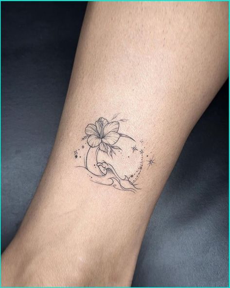 Ohana Tattoo With Hibiscus Flower, Tattoos Related To Art, Tattoo To Draw On Yourself, Matching Hawaii Tattoos, Blue Hibiscus Flower Tattoo, Behind The Ear Seashell Tattoo, Hawaiian Phrases Tattoo, Hawaiian Sister Tattoos, Cute Tropical Tattoos