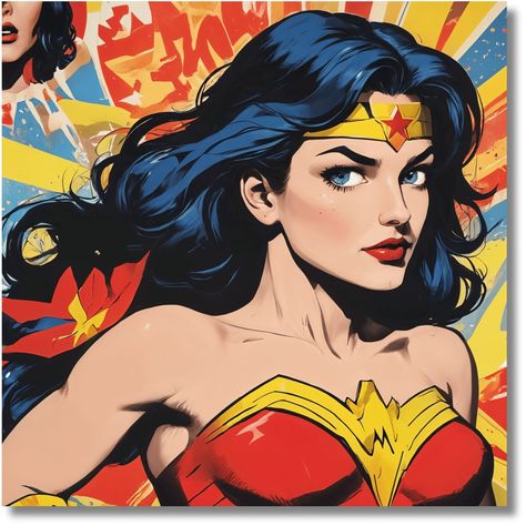 💖 Wonder Woman I- Pop Art Metal Print 💖 Starting from $79.99 😁 Introducing the Wonder Woman Pop Art Metal Print. Printed with high-quality aluminum, this bold and vibrant print showcases the iconic superhero in a unique and stylish way. Shop now 🛍️ at https://www.modernwallartwork.com/products/wonder-woman-pop-art-metal-print #BlueWallArt #MulticolorArtwork #PopArt #SquareWallArt #YellowWallArt Superhero Pop Art, Multicolor Art, Yellow Wall Art, Square Wall Art, Modern Pop Art, Purple Art, Black White Art, Yellow Art, Orange Art