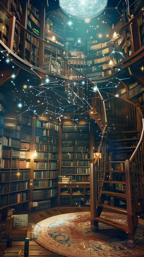 Follow me for more bookish art #library #libraryaesthetic #fantasylibrary #libraryart Dimly Lit Library, Light Library, Space Library, Magical Library Fantasy Art, Fantasy Library Aesthetic, Magic Library Aesthetic, Fantasy Library, Enchanted Bedroom Ideas, Gothic Library