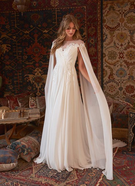 Celtic Wedding Dress, Elvish Wedding, Fantasy Wedding Dress, Lotr Wedding, Chapel Train Wedding Dress, Viking Wedding, Cape Wedding Dress, Medieval Wedding, White Gown