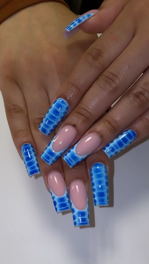 White Crocodile Nails, Blue Crocodile Nails, Nails Crocodile, Crocodile Nails, Nails New Years, Nails For 2023, Nail Guide, You Nails, New Years Nails