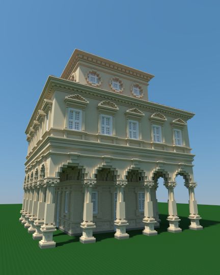 Minecraft Parisian House, Colloseum Minecraft, Bridgerton Minecraft, Minecraft Historical Buildings, Minecraft Parisian Building, Minecraft Victorian Greenhouse, Baroque Minecraft, Minecraft Colloseum, Minecraft Museum Building